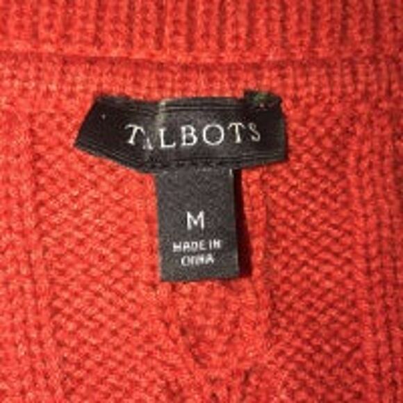 Talbots Lambswool Blend Cardigan shawl collar leather front closing size medium - Picture 9 of 10